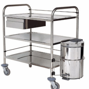 CHARIOT DE SOINS À ROULETTE AVEC POUBELLE INTÉGRÉE